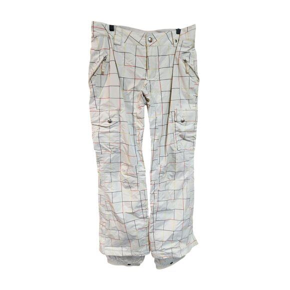Burton Womens White Multicolor Grid Snowboard Pants M - Picture 1 of 4